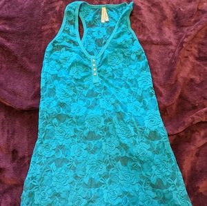 Blue rose lace tank